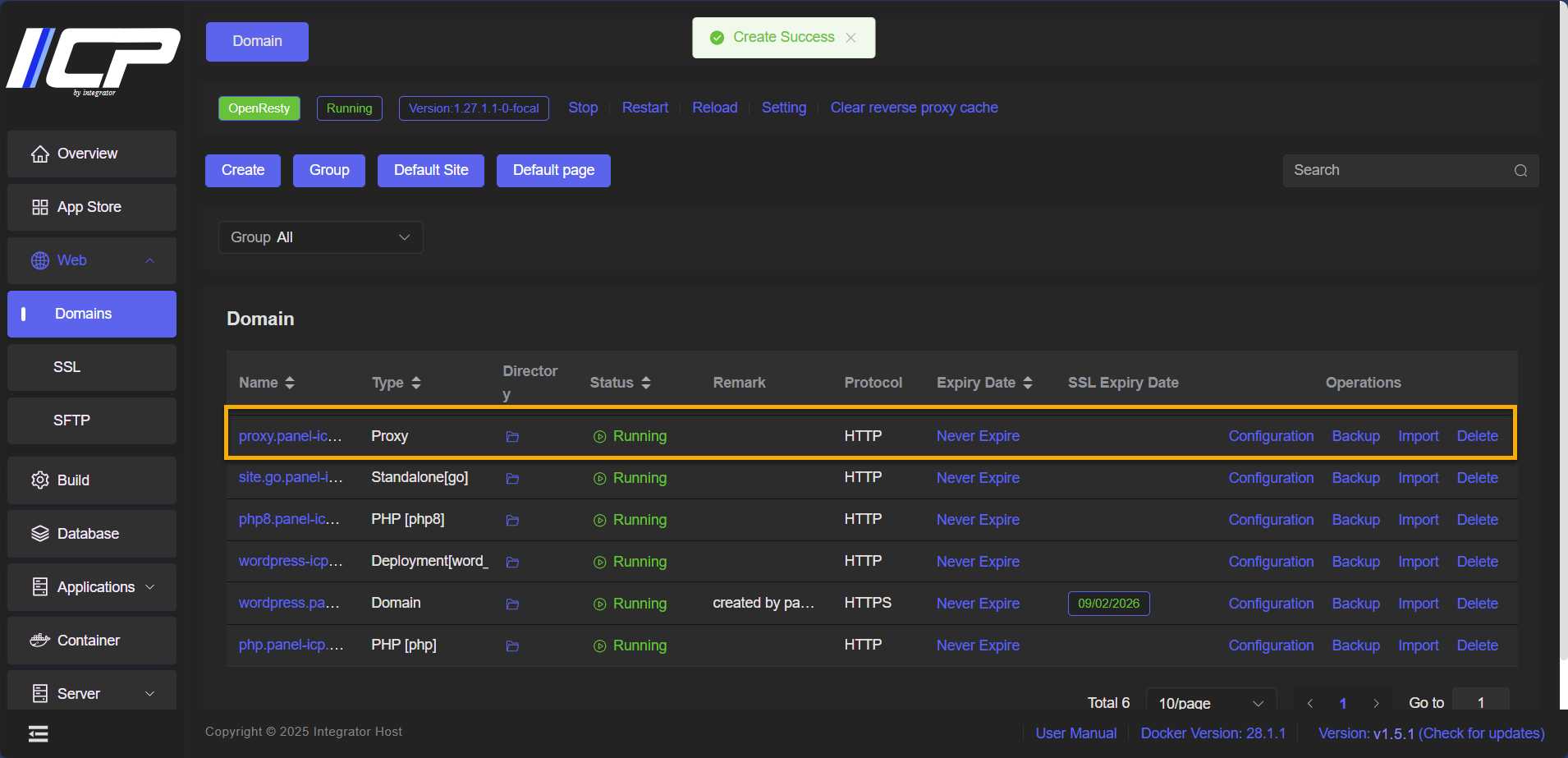 How to fill out the form to create a Proxy domain | iContainer