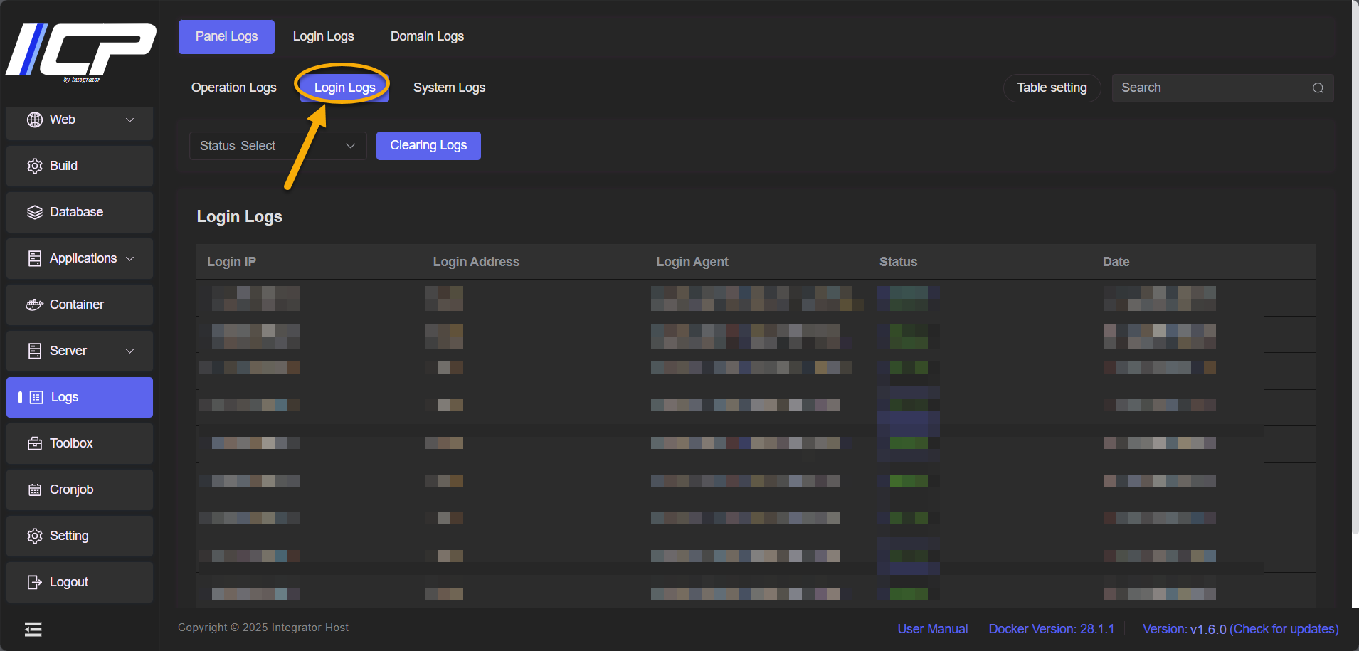 Access Logs | iContainer