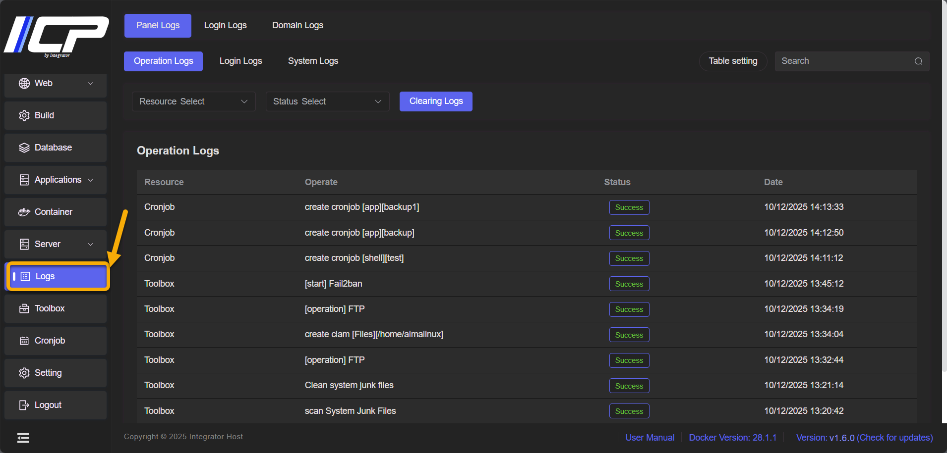 Access Logs | iContainer