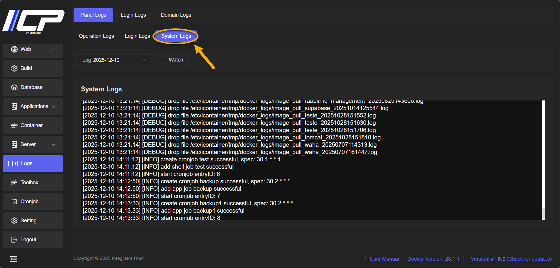 Access Logs | iContainer