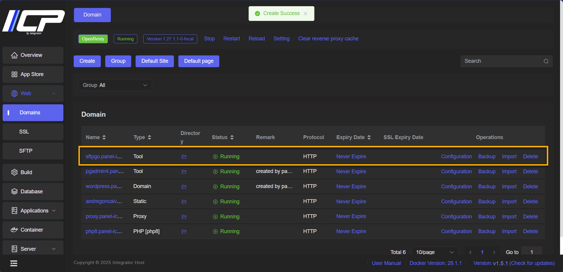How to fill out the form to create a Tool domain | iContainer