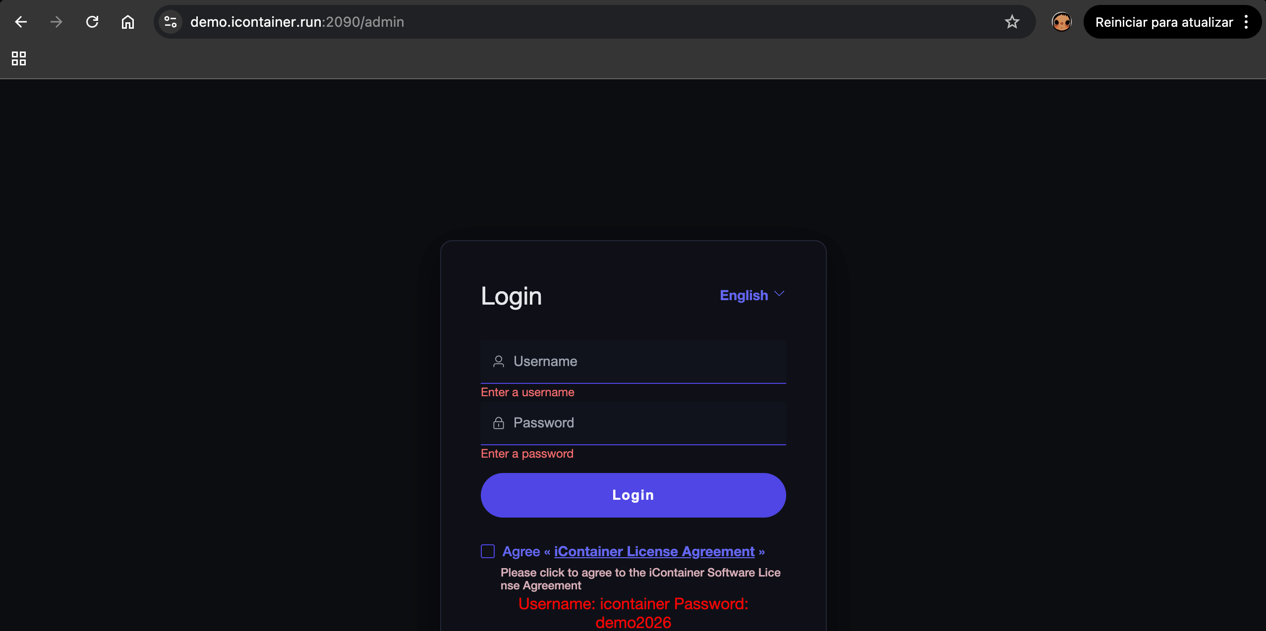 Demonstrativo do Painel ICP | iContainer